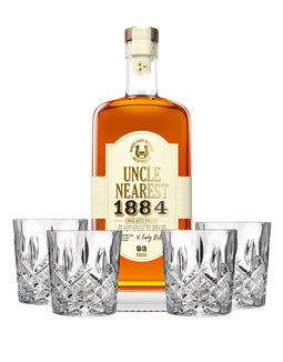 Uncle Nearest 1884 Small Batch Whiskey with 4 Markham Marquis by Waterford Double Old Fashioned Glasses, , main_image