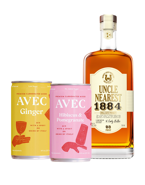 Uncle Nearest 1884 Small Batch Whiskey with AVEC Hibiscus & Pomegranate and AVEC Ginger - Main