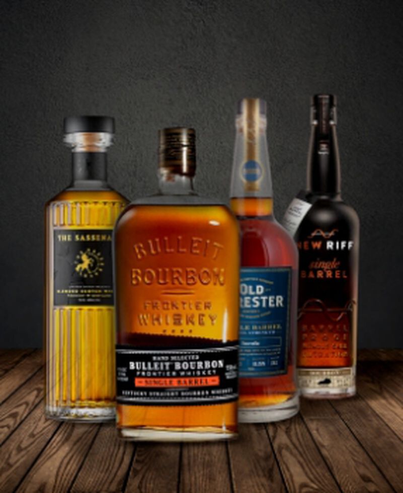 A variety of exclusive whiskey bottles