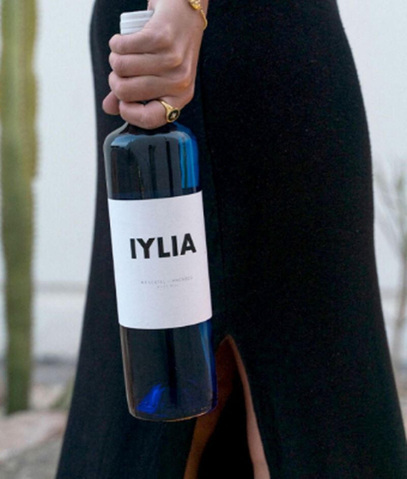 Bottle of IYLIA Moscatel Macabeo Spanish White Blend being carried