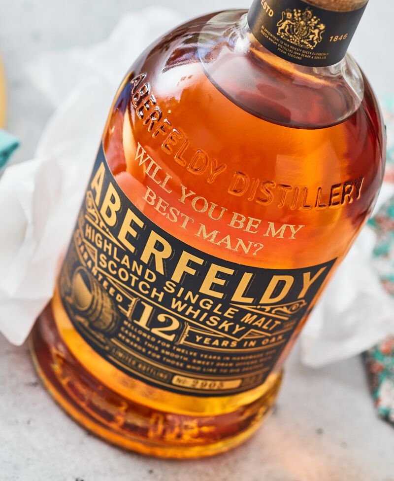 A custom engraved bottle of Aberfeldy